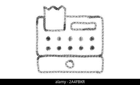 Registratore di cassa icona, progettato con lo stile di disegno sulla lavagna, riprese animate ideale per il compositing e motiongrafics Foto Stock