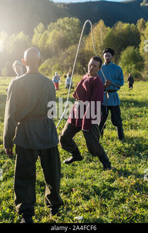 I discendenti dei Cosacchi in Altai Foto Stock