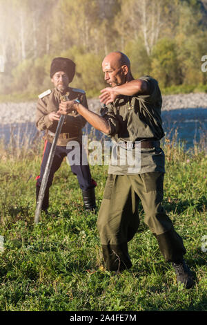 I discendenti dei Cosacchi in Altai Foto Stock