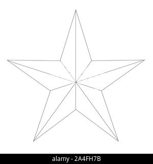 Texas lone star in bianco e contorno nero su sfondo bianco Illustrazione Vettoriale