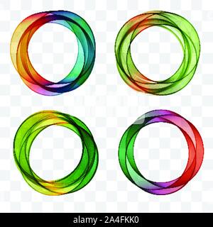 Impostare collezione di moda sovrapposte multicolore trasparente a forma di cerchio logo design elementi. eps 10 Illustrazione Vettoriale