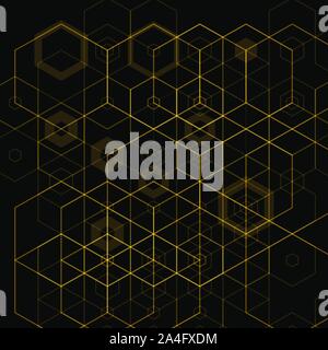 Luminose abstract techno sfondo con esagoni Illustrazione Vettoriale