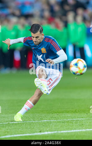 12 ottobre 2019 Daniel Ceballos di Spagna durante il warm up session prima della UEFA Unione 2020 qualification round group F match tra la Norvegia e la Spagna a Ullevaal Stadion di Oslo, Norvegia credito: Nigel Waldron/Alamy Live News Foto Stock