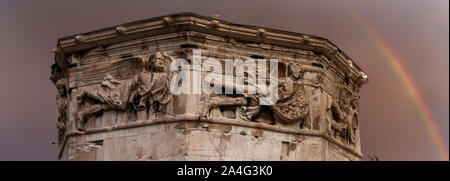 Close-up dettaglio della Torre dei Venti o il Horologion o orologio di Andronikos Kyrrhestes - Foto Stock