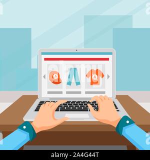 Persona che sceglie di acquistare un prodotto online Illustrazione Vettoriale