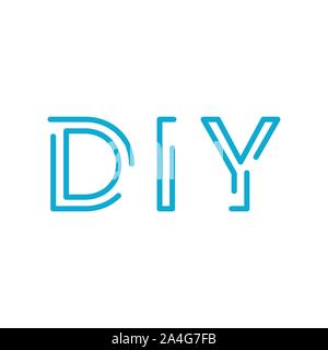 Fai da te. DIY otline lineare lettere. concetto fatti in casa. Stock illustrazione vettoriale isolato Illustrazione Vettoriale