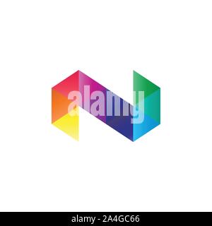 Business corporate lettera N logo design vettore. Lettera colorati logo N template vettoriale. Lettera n logo per la tecnologia. Logo aziendale. Illustrazione Vettoriale
