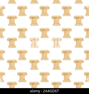 Illustrazione della classica greca o romana colonna ionica pattern. vintage acquerello cartoon clip art Foto Stock