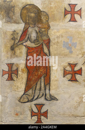 Un antica pittura cristiana sulla parete. Museo delle Belle Arti di Valenciennes, Francia. Foto Stock