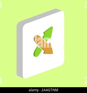 Attraversando la freccia vettore semplice icona. Immagine che mostra il simbolo del modello di progettazione per il web mobile elemento di interfaccia utente. Colori perfetti pittogramma isometrica su 3d quadrato bianco Illustrazione Vettoriale