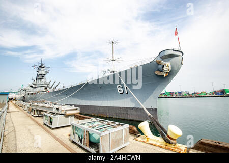 La nave da guerra USS Iowa Museum di San Pedro in California Foto Stock