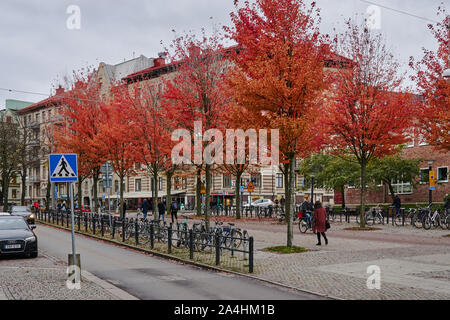 Autunno scene di strada da Göteborg Svezia Foto Stock