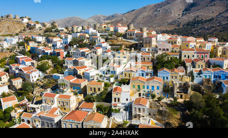 Vista aerea della città sull isola di Rodi, Grecia Foto Stock