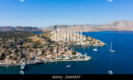 Vista aerea della città sull isola di Rodi, Grecia Foto Stock