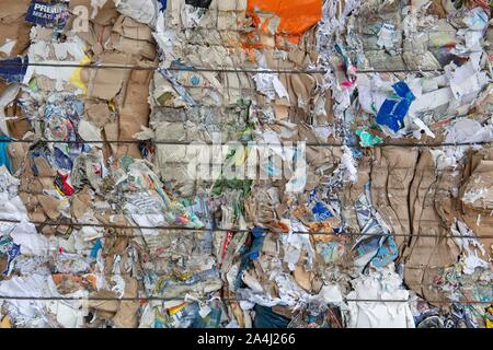 Premuto i rifiuti di carta e cartone, riciclaggio, Germania Foto Stock