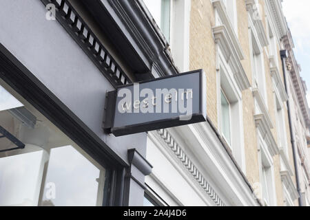 West elm segno logo, Londra, Inghilterra Foto Stock