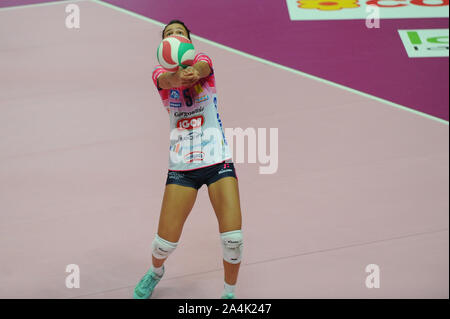 Francesca Napodano , Igor Gorgonzola Novara, durante la Bosca S.Bernardo Cuneo vs Igor Gorgonzola Novara, Cuneo, Italia, 13 ott 2019, Pallavolo griglia Foto Stock