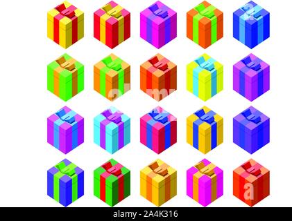 Set di colorate confezioni regalo Illustrazione Vettoriale
