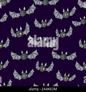 Flying vettore pipistrelli Halloween seamless pattern. Sfondo per la parte poster Illustrazione Vettoriale