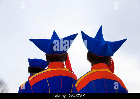 Laplander ragazzi. Lapp / Lapps / Laplander / Lapponi / Lapplander Lapplanders / / / Sami stesso in Karasjok, Lapponia / Lappland. Foto Stock