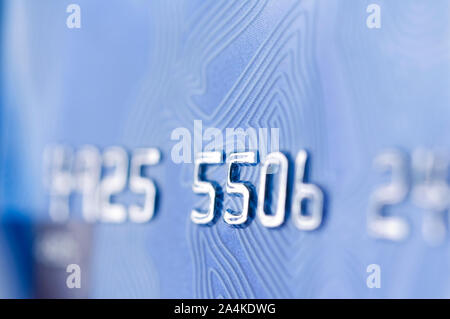 I dettagli di una carta di credito, numeri dei codici numerici, pagamento - VISA Foto Stock