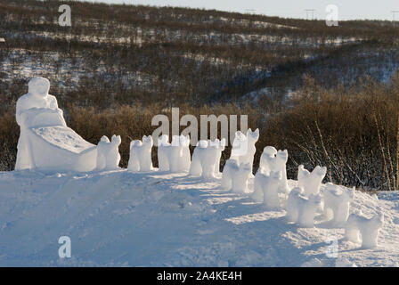 I cani e le slitte in neve. Tanabru Tana, Finnmark. Foto Stock