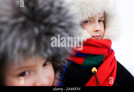 Laplander ragazzi. Lapp / Lapps / Laplander / Lapponi / Lapplander Lapplanders / / / Sami Lapponia / Lappland. Foto Stock