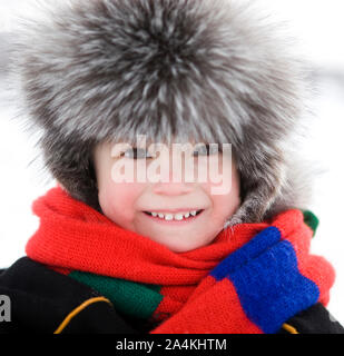 Laplander boy. Lapp / Lapps / Laplander / Lapponi / Lapplander Lapplanders / / / Sami Lapponia / Lappland. Foto Stock