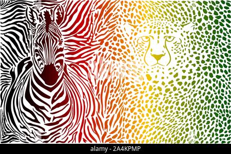 Zebra e cheetah pattern di colori Illustrazione Vettoriale