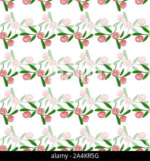 Vettore senza giunture motivo decorativo con doodle rose Illustrazione Vettoriale