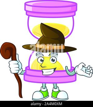 Icona della strega di clessidra in personaggio dei cartoni animati Illustrazione Vettoriale