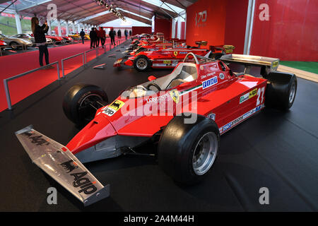 Il MUGELLO, IT, Ottobre, 2017: la Ferrari F1 126 CK 1981 di Gilles Villeneuve e Didier Pironi al Paddock Show di Ferrari anniversario 1947-2017 al Mugello Foto Stock