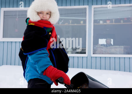 Laplander boy. Lapp / Lapps / Laplander / Lapponi / Lapplander Lapplanders / / / Sami Lapponia / Lappland. Foto Stock