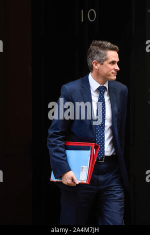 Londra, Regno Unito. 15 ottobre, 2019. Gavin Williamson, Segretario di Stato per l'Educazione, uscite numero 10 di Downing Street. Credito: Stephen Chung/Alamy Live News Foto Stock