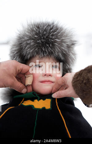 Laplander boy. Lapp / Lapps / Laplander / Lapponi / Lapplander Lapplanders / / / Sami stesso / Lapponia / Lappland. Foto Stock