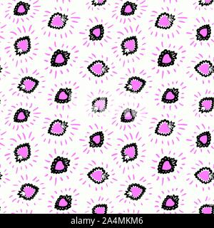Vettore senza soluzione di continuità il giorno dei morti di arte popolare con pattern disegnati a mano cuore ardente e rosa corona . Divertente e felice di design per la vostra festa perfetta. Illustrazione Vettoriale