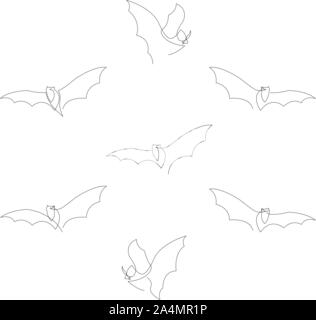 Continuo di un disegno della linea. Halloween bat silhouette. Illustrazione Vettoriale Illustrazione Vettoriale