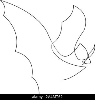 Continuo di un disegno della linea. Halloween bat silhouette. Illustrazione Vettoriale Illustrazione Vettoriale