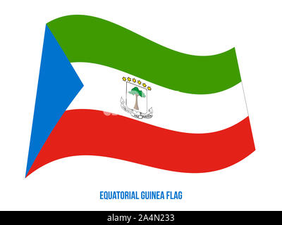 Guinea equatoriale bandiera sventola illustrazione vettoriale su sfondo bianco. Guinea equatoriale bandiera nazionale. Foto Stock