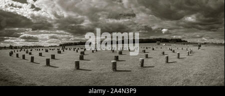 Neolitico Woodhenge cerchi di legno vicino a Amesbury, Wiltshire, Regno Unito Foto Stock