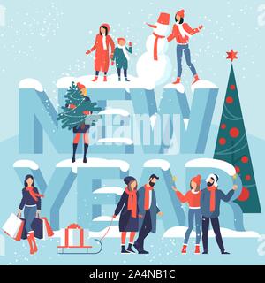 Le persone si stanno preparando per il natale Illustrazione Vettoriale