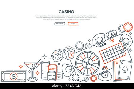 Casino Gambling lineare di landing page template vettoriale Illustrazione Vettoriale