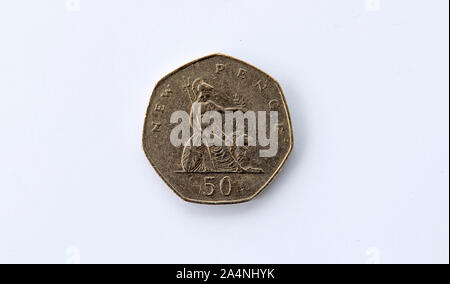 Grandi vecchi fuori produzione UK 50p moneta dal 1979. Foto Stock