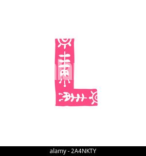 Lettera L. Vettore. Lettera di rosa con ornamento. Applique per vestiti. Logo per la società. Illustrazione Vettoriale