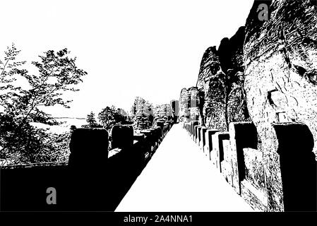 Abilmente e ornati in immagine di un bellissimo paesaggio nei colori bianco e nero ottica Foto Stock