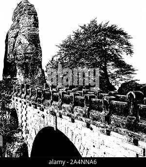 Abilmente e ornati in immagine di un bellissimo paesaggio nei colori bianco e nero ottica Foto Stock