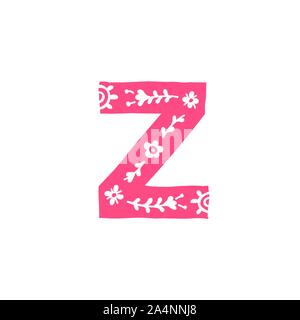 La lettera z. Vettore. Lettera di rosa con ornamento. Applique per vestiti. Logo per la società. Illustrazione Vettoriale
