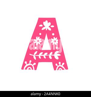 Lettera A. Vettore. Lettera di rosa con ornamento. Applique per vestiti. Logo per la società. Illustrazione Vettoriale