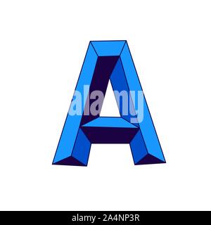 Lettera blu una in stile cartoon. Vettore. Monogramma, emblema di una società o ditta. Segno aziendale. Illustrazione Vettoriale