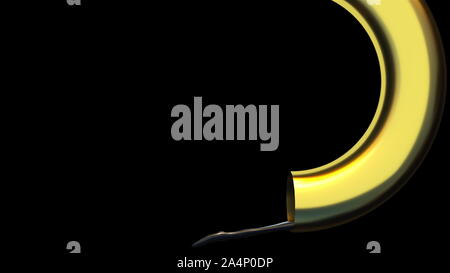 3D rendering forte corrente di petrolio che scorre da un tubo d'oro. Generata da computer sfondo astratto Foto Stock